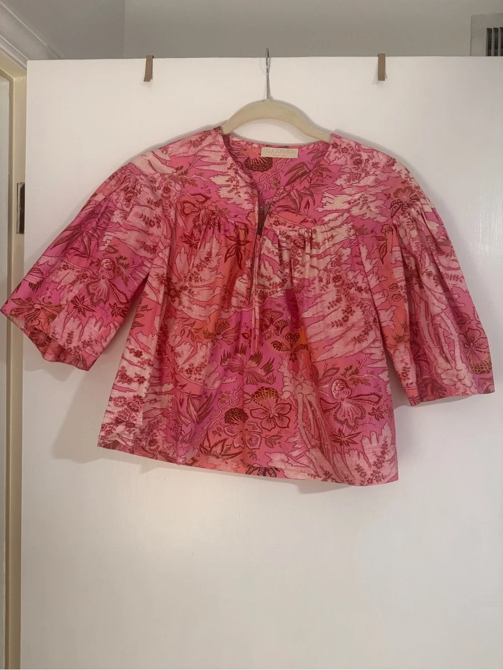 Ulla Johnson Pink Floral Peasant Blouse